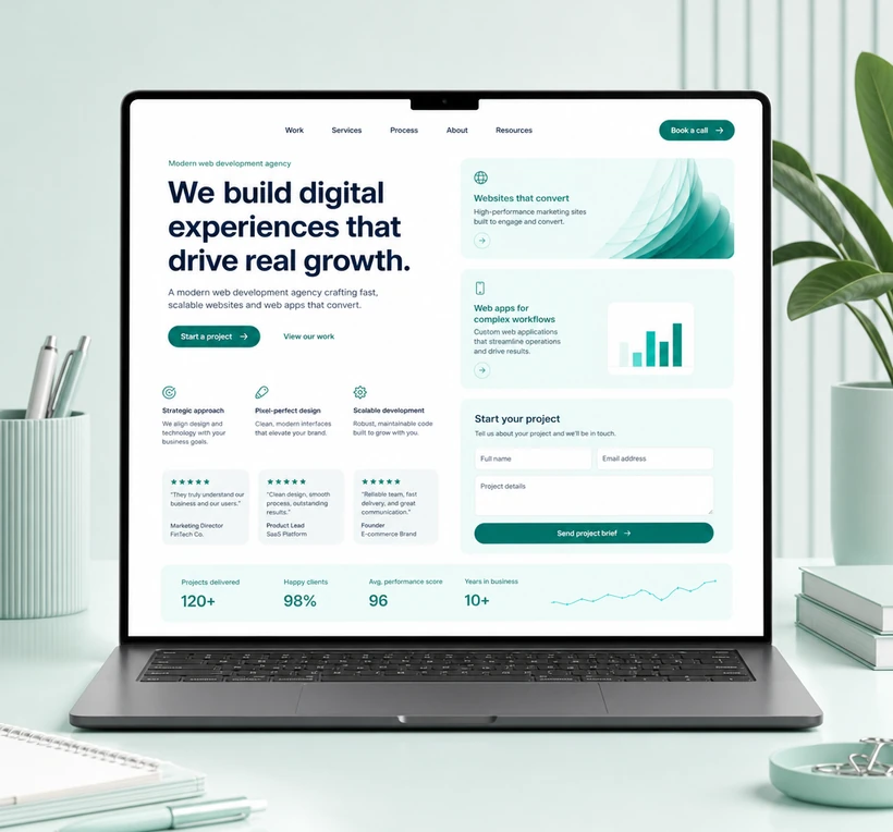 Conversion-focused website design — mobile-first layout, journeys, and CTAs.