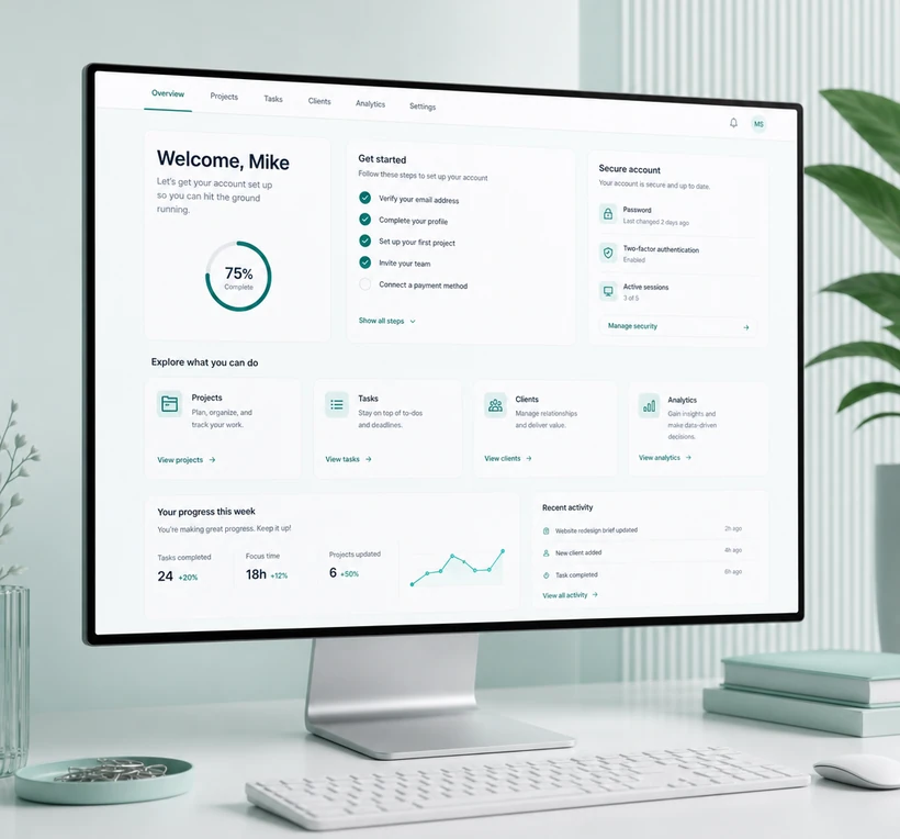 Custom client-facing platform with onboarding, access, and a secure interface.